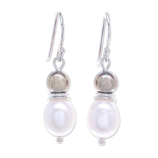 Alternate image for Cultured Freshwater Pearl and Hematite Dangle Earrings By the Sea