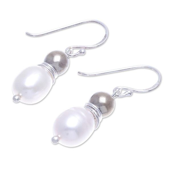 Alternate image for Cultured Freshwater Pearl and Hematite Dangle Earrings By the Sea