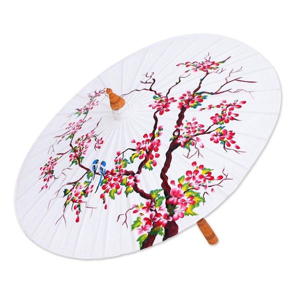 Alternate image for Hand-Painted Cotton Tree-Motif Parasol Blossom Season
