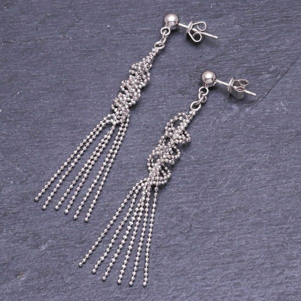 Alternate image for Hand Crafted Sterling Silver Waterfall Earrings Silver Cascade