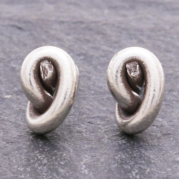 Alternate image for Handmade Karen Silver Stud Earrings Knot Twist