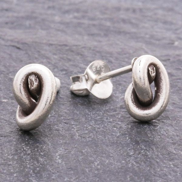 Alternate image for Handmade Karen Silver Stud Earrings Knot Twist