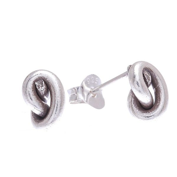 Alternate image for Handmade Karen Silver Stud Earrings Knot Twist