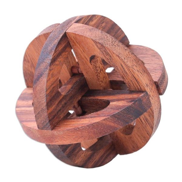 Alternate image for Hand Crafted Raintree Wood Puzzle Game from Thailand Global Mystery