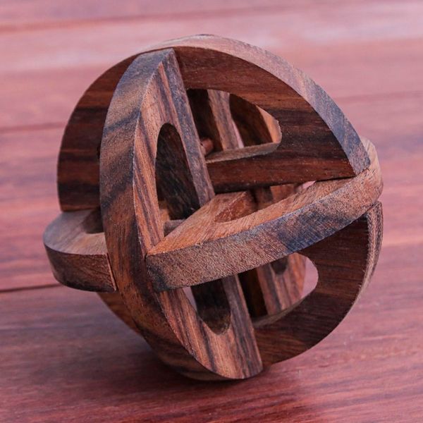 Alternate image for Hand Crafted Raintree Wood Puzzle Game from Thailand Global Mystery