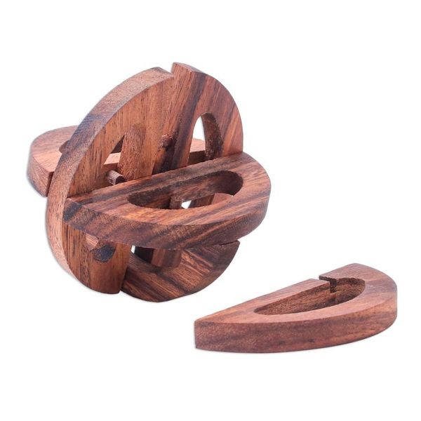 Alternate image for Hand Crafted Raintree Wood Puzzle Game from Thailand Global Mystery