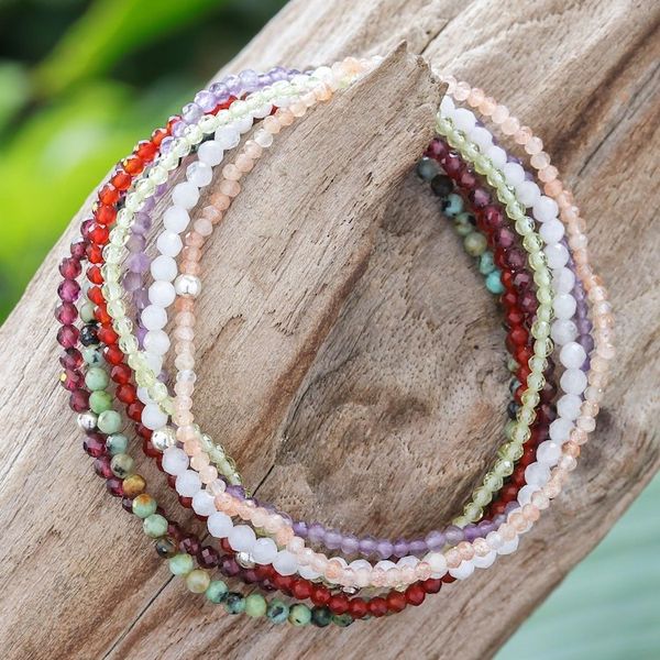 Alternate image for Thai Gemstone Beaded Stretch Bracelets Set of 7 Lucky Week