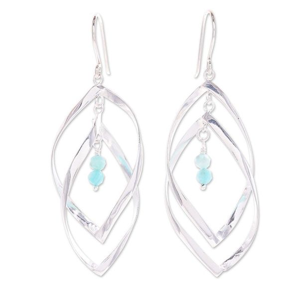 Alternate image for Sterling Silver and Amazonite Dangle Earrings Space Cadet