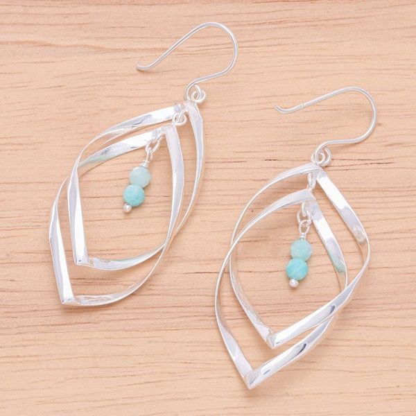 Alternate image for Sterling Silver and Amazonite Dangle Earrings Space Cadet