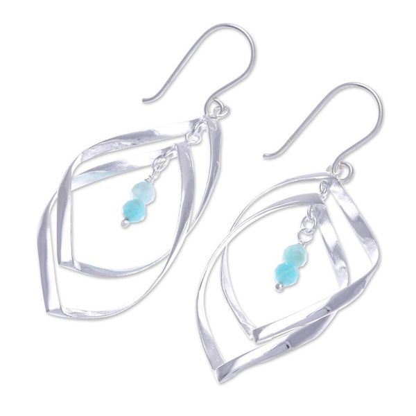 Alternate image for Sterling Silver and Amazonite Dangle Earrings Space Cadet