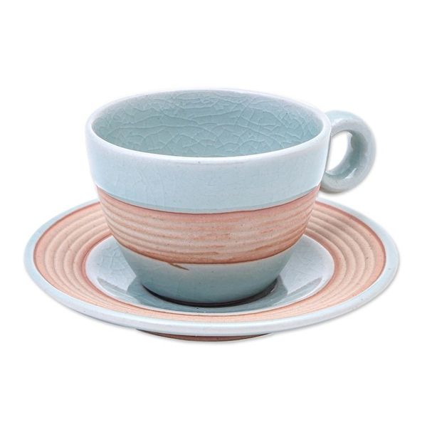 Alternate image for Aqua Celadon Cup and Saucer Set Aqua Oasis