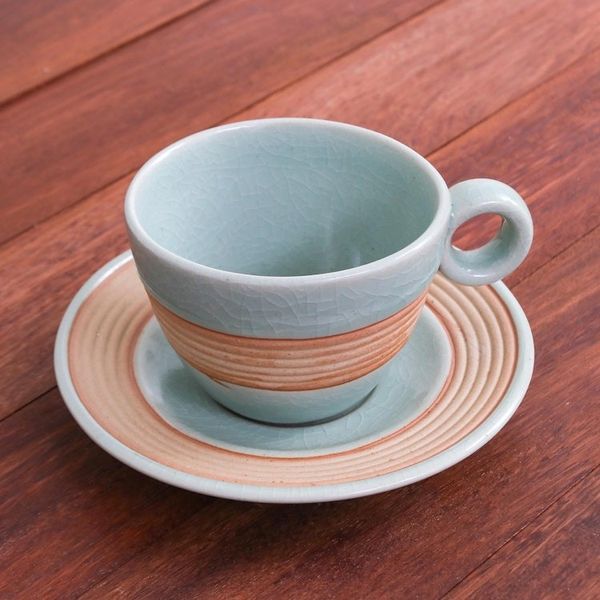 Alternate image for Aqua Celadon Cup and Saucer Set Aqua Oasis