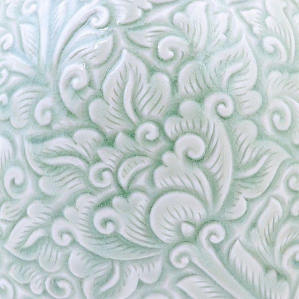 Alternate image for Hand Crafted Green Celadon Ceramic Vase Fresh Flowers