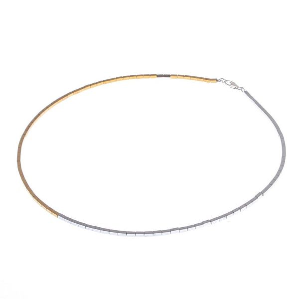 Alternate image for Gold-Coated Sterling Silver Hematite Beaded Necklace Sun and Stars