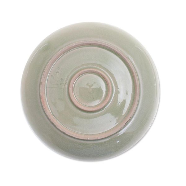 Alternate image for Green Celadon Ceramic Lotus Flower Dinner Plate Flavorful