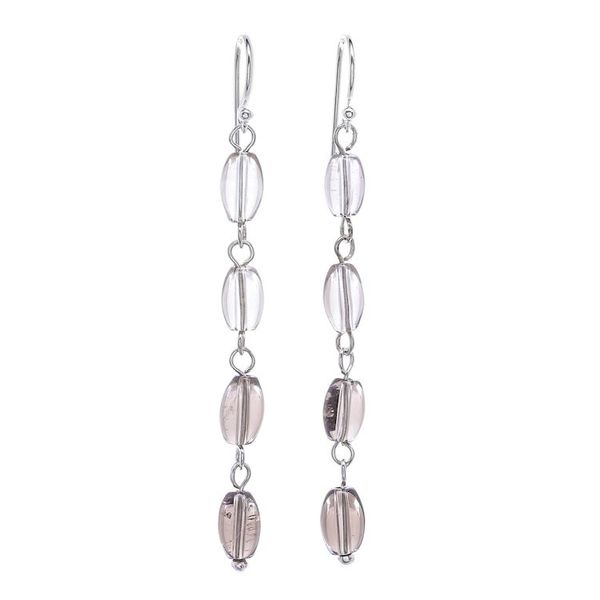 Alternate image for Smoky Quartz and Sterling Silver Dangle Earrings Cloudy Morning