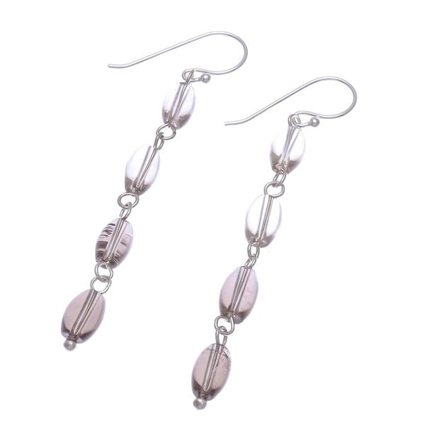 Alternate image for Smoky Quartz and Sterling Silver Dangle Earrings Cloudy Morning