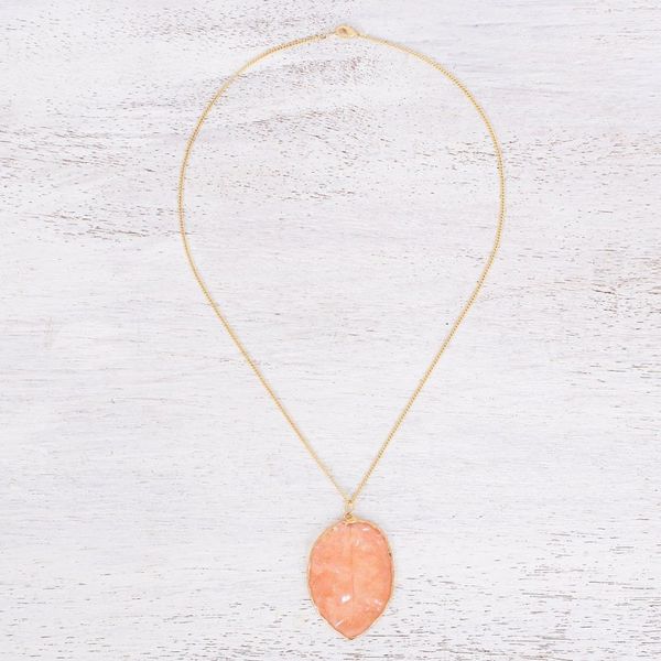 Alternate image for Gold-Plated Bougainvillea Petal Pendant Necklace Bougainvillea Love