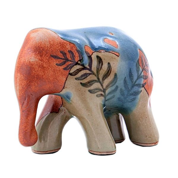 Alternate image for Artisan Crafted Celadon Ceramic Elephant Sculpture Rhapsody