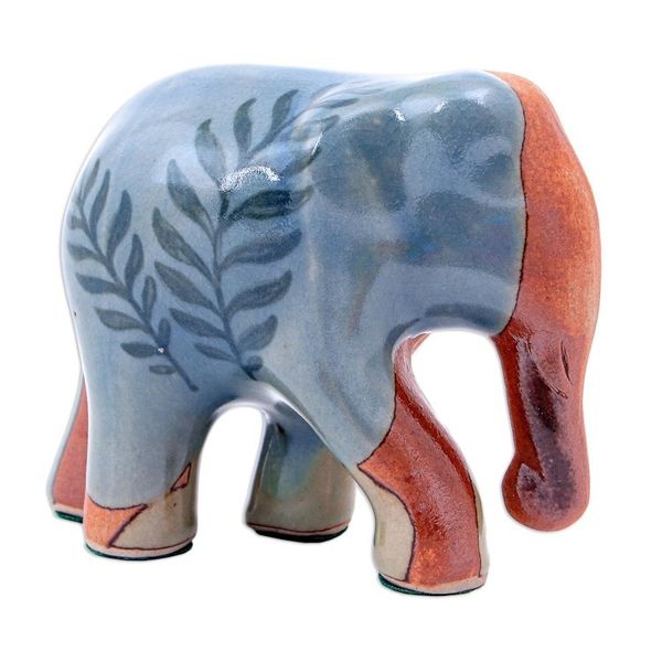 Alternate image for Artisan Crafted Celadon Ceramic Elephant Sculpture Rhapsody