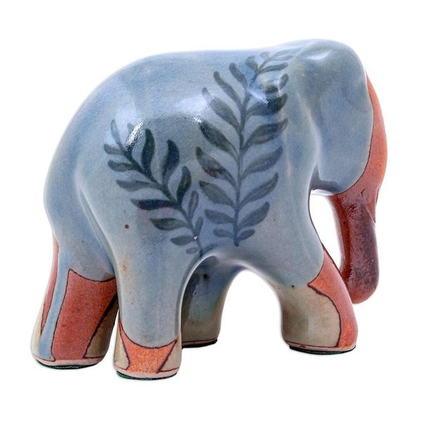 Alternate image for Artisan Crafted Celadon Ceramic Elephant Sculpture Rhapsody
