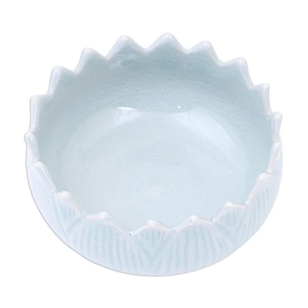 Alternate image for Hand Made Celadon Ceramic Lotus Leaf Bowl Peace Lotus