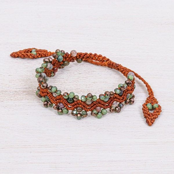 Alternate image for Agate Beaded Cord Bracelet with Sliding Knot Shiny Forest in Brown