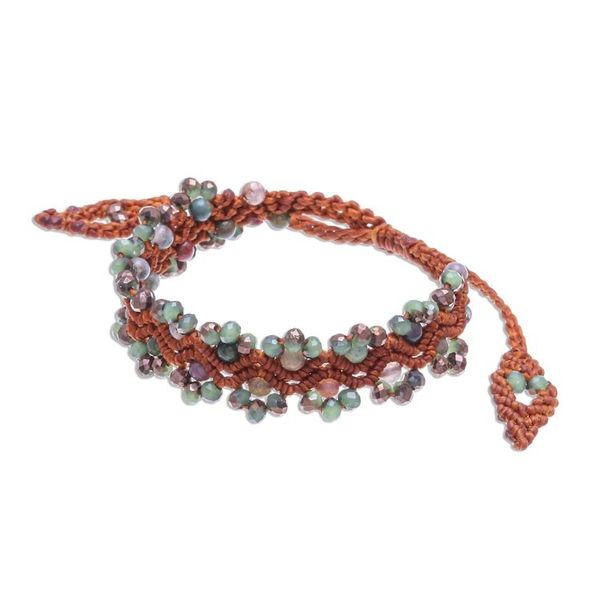 Alternate image for Agate Beaded Cord Bracelet with Sliding Knot Shiny Forest in Brown