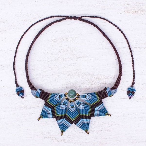 Alternate image for Agate Macrame Statement Necklace from Thailand Bohemian Star