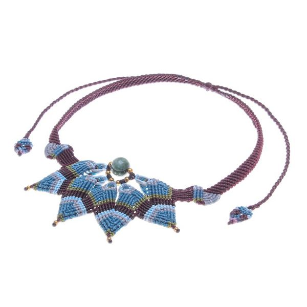 Alternate image for Agate Macrame Statement Necklace from Thailand Bohemian Star