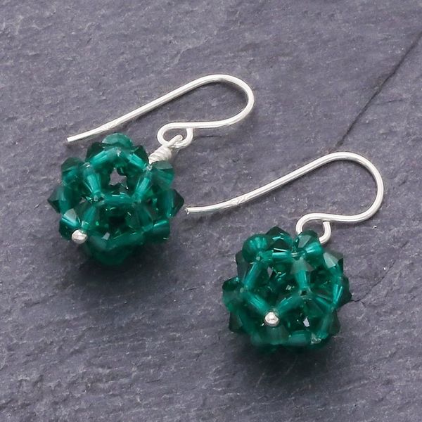 Alternate image for Green Glass Beaded Earrings from Thailand Emerald Sparkle