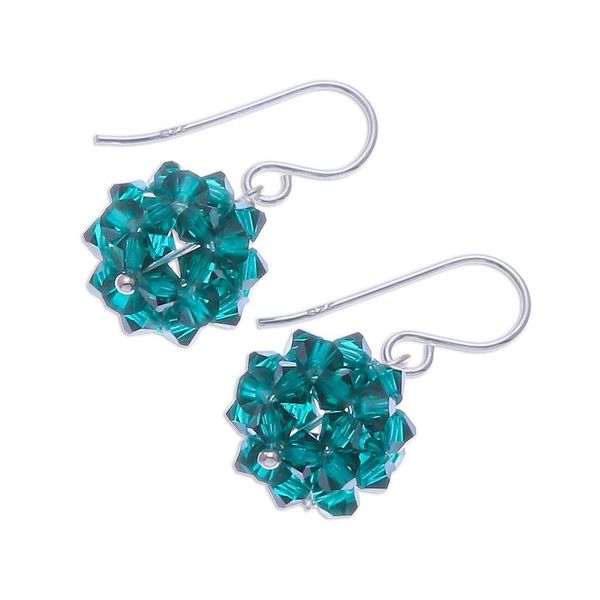 Alternate image for Green Glass Beaded Earrings from Thailand Emerald Sparkle
