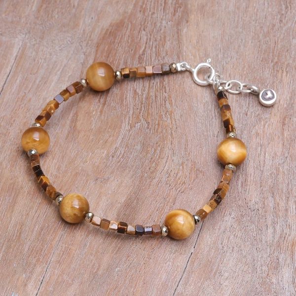 Alternate image for Handmade Tigers Eye and Hematite Beaded Bracelet Mental Clarity