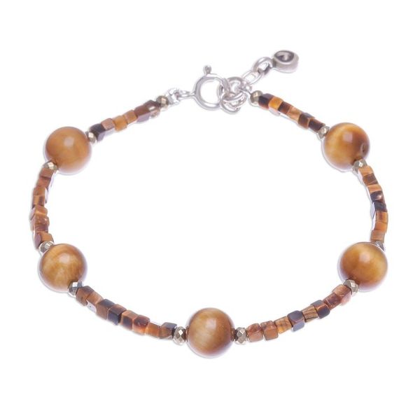 Alternate image for Handmade Tigers Eye and Hematite Beaded Bracelet Mental Clarity