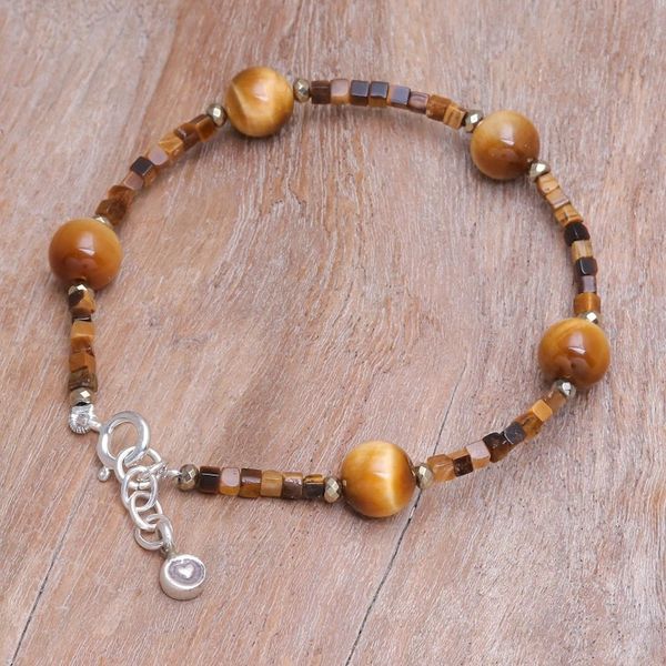 Alternate image for Handmade Tigers Eye and Hematite Beaded Bracelet Mental Clarity