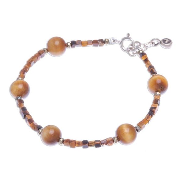 Alternate image for Handmade Tigers Eye and Hematite Beaded Bracelet Mental Clarity