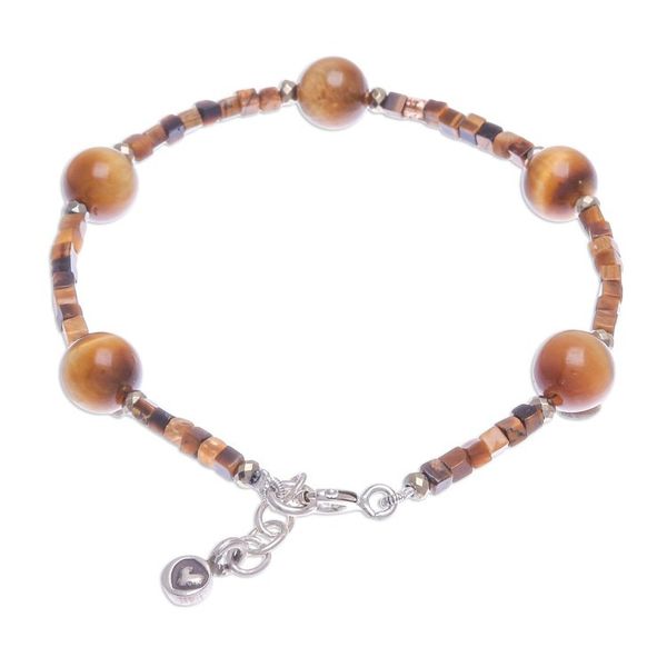 Alternate image for Handmade Tigers Eye and Hematite Beaded Bracelet Mental Clarity