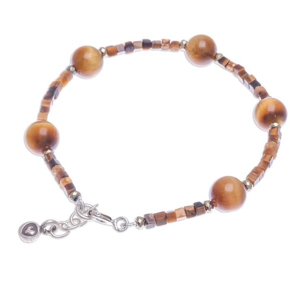 Alternate image for Handmade Tigers Eye and Hematite Beaded Bracelet Mental Clarity
