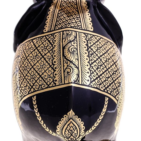 Alternate image for Gold-Accented Raintree Wood Sculpture from Thailand Elephant King