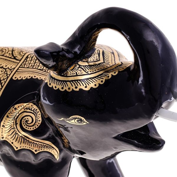 Alternate image for Gold-Accented Raintree Wood Sculpture from Thailand Elephant King