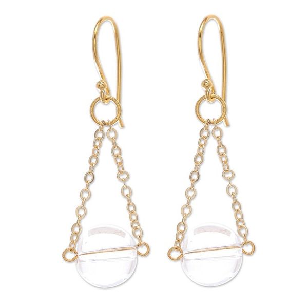Alternate image for Gold-Plated Sterling Silver and Quartz Dangle Earrings Clear Night Sky