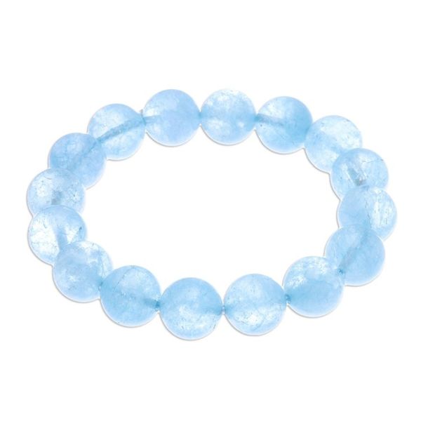 Alternate image for Hand Made Blue Quartz Beaded Stretch Bracelet Sugar Pill in Sky