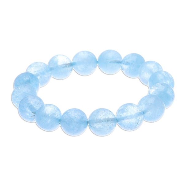 Alternate image for Hand Made Blue Quartz Beaded Stretch Bracelet Sugar Pill in Sky
