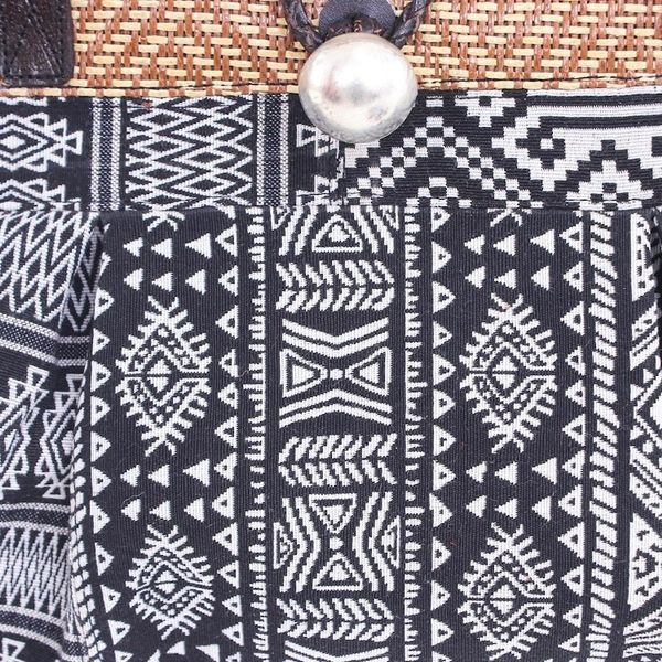 Alternate image for Black and White Cotton Blend Shoulder Bag Breathe Easy in Black