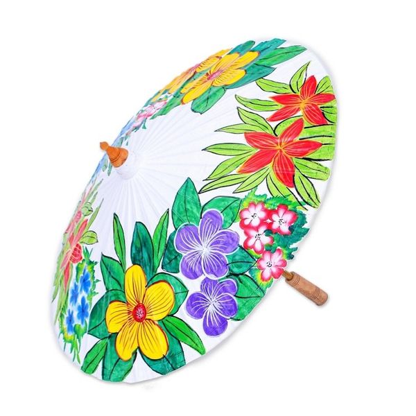 Alternate image for Hand Crafted Cotton and Bamboo Parasol Pure Flora