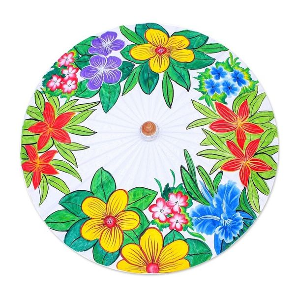 Alternate image for Hand Crafted Cotton and Bamboo Parasol Pure Flora