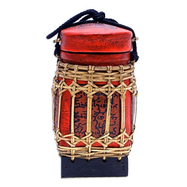Alternate image for Decorative Bamboo and Raintree Wood Jar Lanna Letter in Small