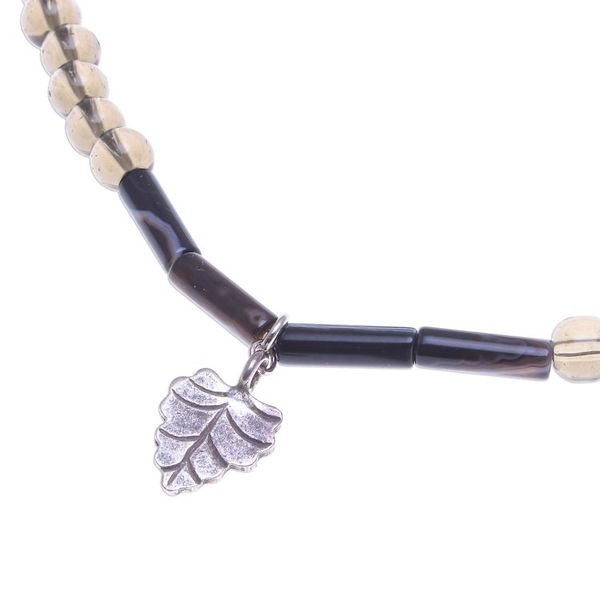 Alternate image for Agate and Smoky Quartz Leaf Pendant Necklace Clear Night