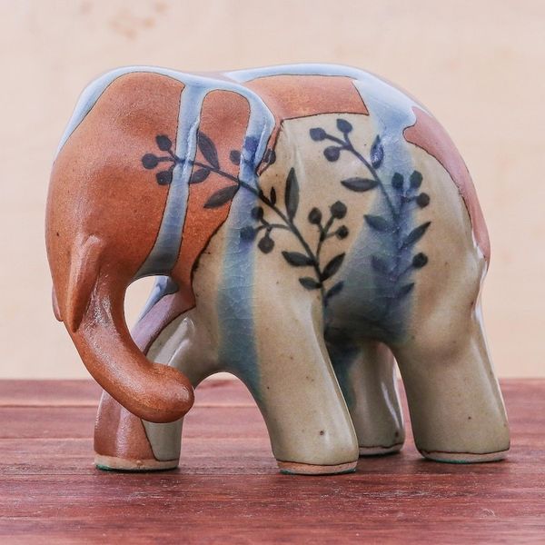 Alternate image for Hand Painted Celadon Ceramic Elephant Sculpture Walkabout