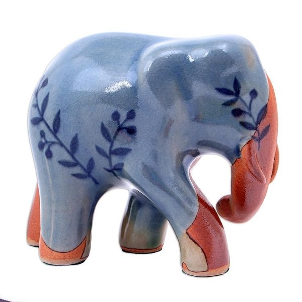 Alternate image for Hand Painted Celadon Ceramic Elephant Sculpture Walkabout
